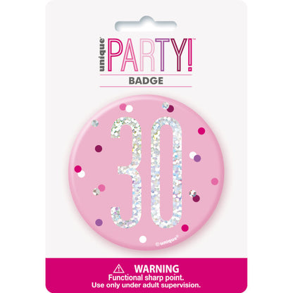30th Birthday Pink Badge