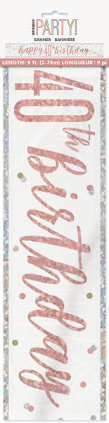 40th Birthday Rose Gold Sparkling Banner