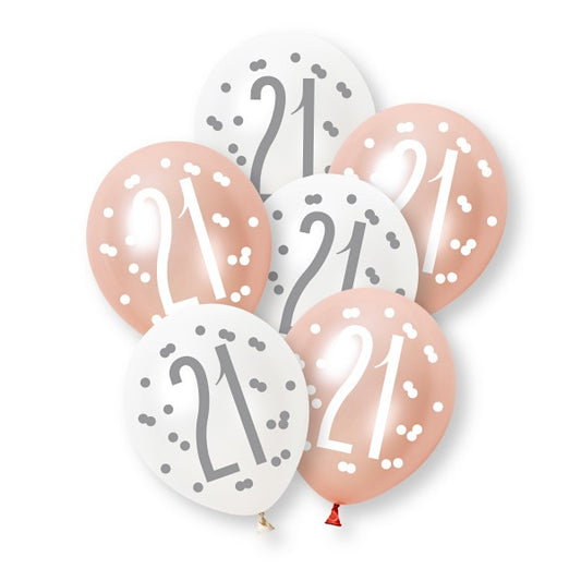 21st Birthday Rose Gold Mixed Balloons