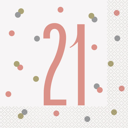 21st Birthday Rose Gold Napkins