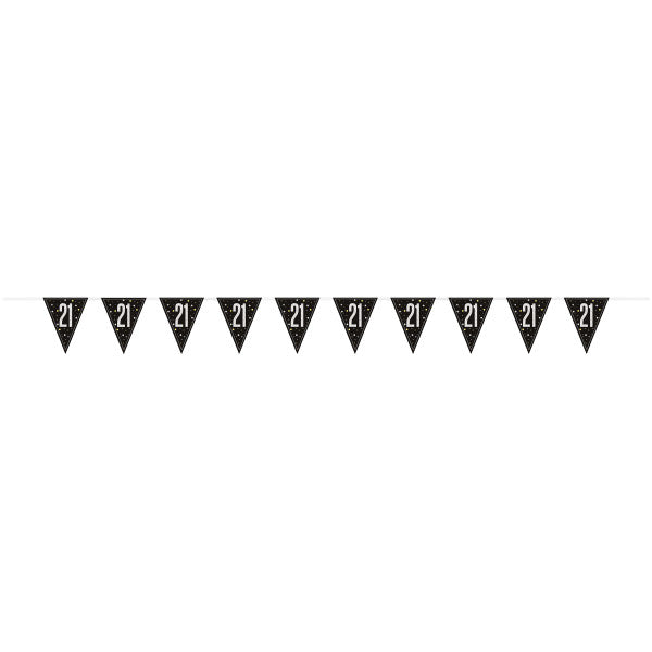 21st Birthday Black Bunting