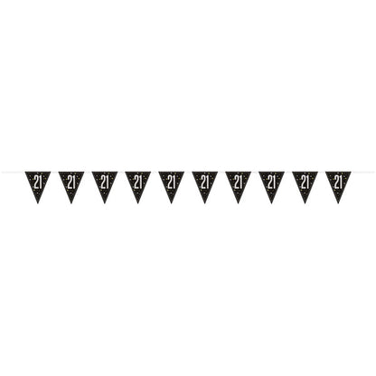 21st Birthday Black Bunting