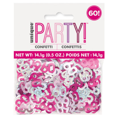 60th Birthday Pink Mixed Confetti