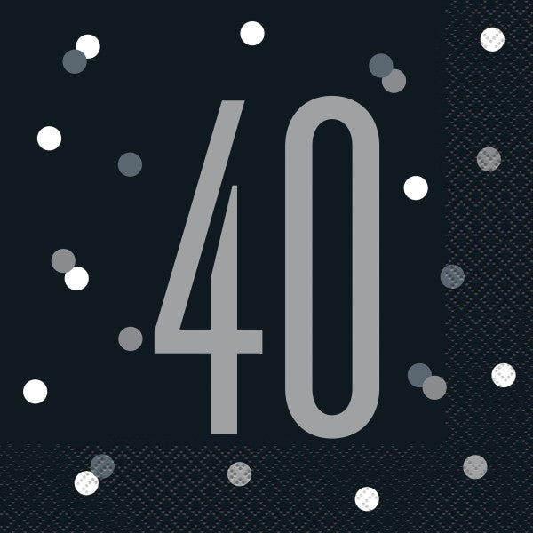40th Birthday Black Napkins