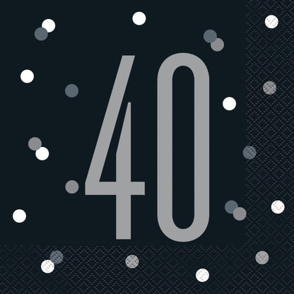 40th Birthday Black Napkins