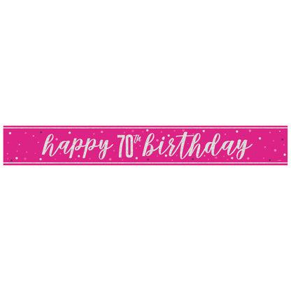 70th Birthday Pink Sparkling Banner