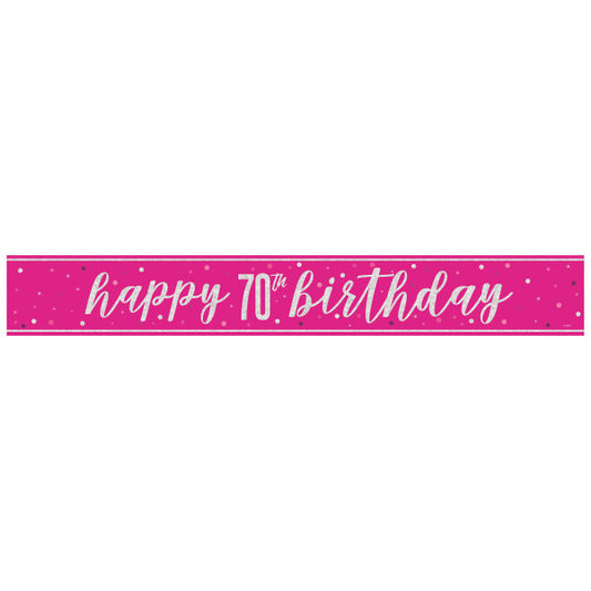 70th Birthday Pink Sparkling Banner