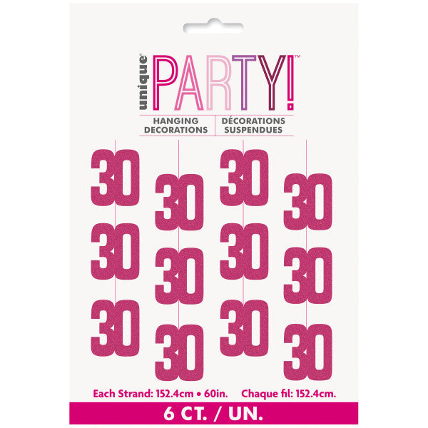 30th Birthday Pink Hanging Strings