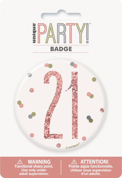 21st Birthday Rose Gold Badge