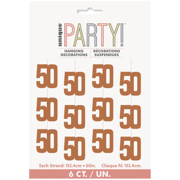 50th Birthday Rose Gold Hanging Strings