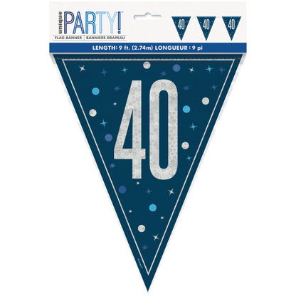 40th Birthday Navy Blue Bunting