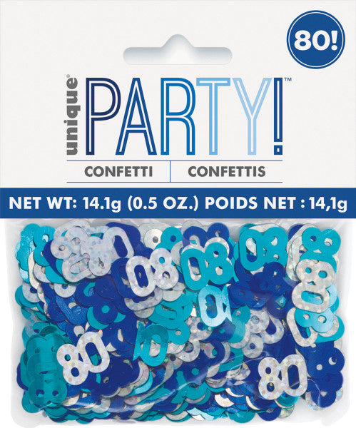 80th Birthday Blue Mixed Table Confetti