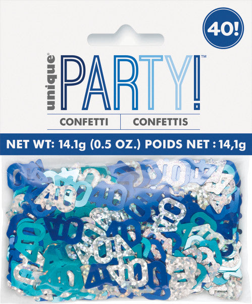 40th Birthday Blue Mixed Table Confetti