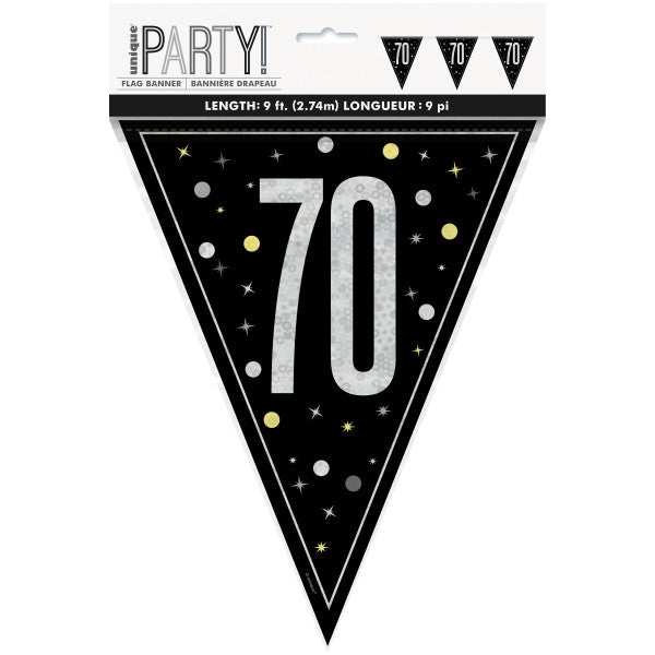 70th Birthday Black Bunting