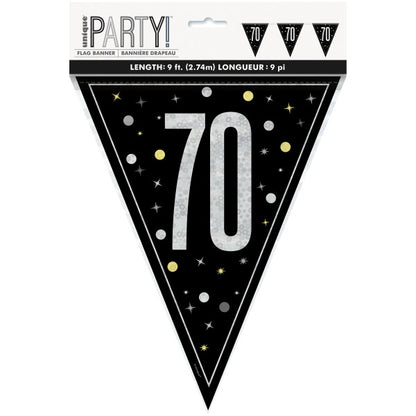 70th Birthday Black Bunting
