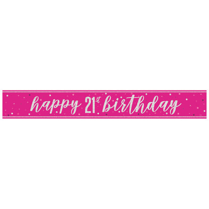 21st Birthday Pink Sparkling Banner