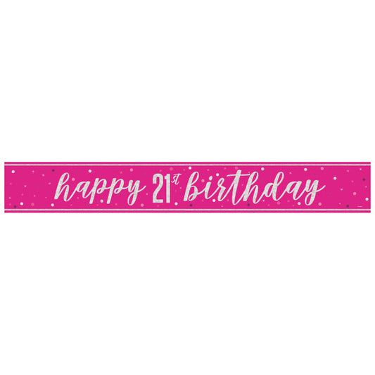 21st Birthday Pink Sparkling Banner