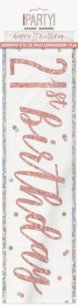 21st Birthday Rose Gold Sparkling Banner