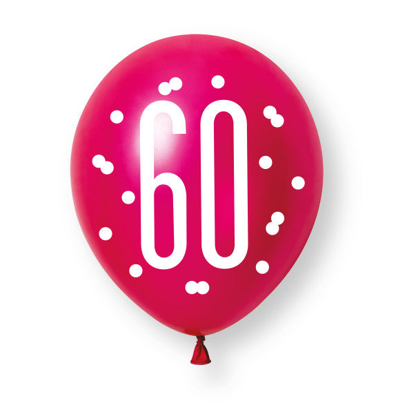 60th Birthday Pink & Purple Mixed Balloons