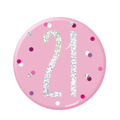 21st Birthday Pink Badge