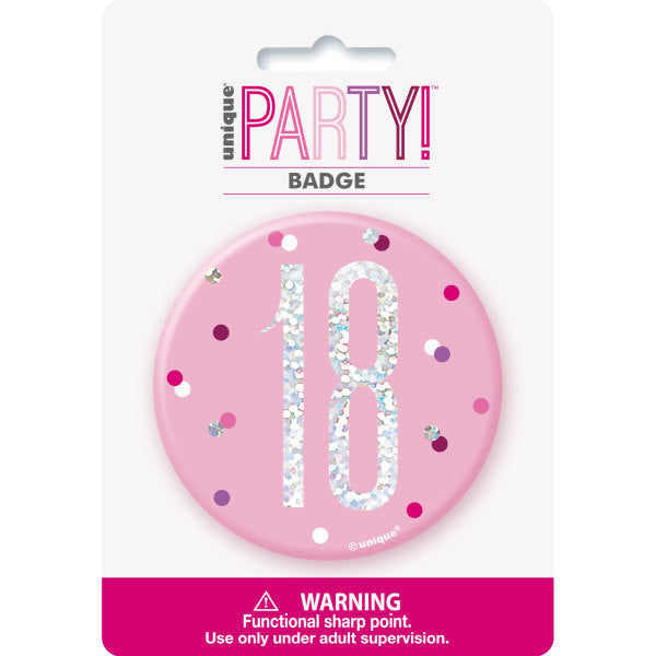 18th Birthday Pink Badge