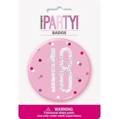 18th Birthday Pink Badge