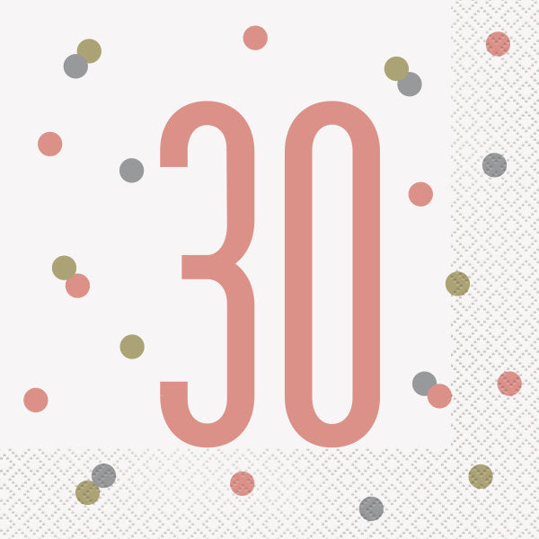 30th Birthday Rose Gold Napkins