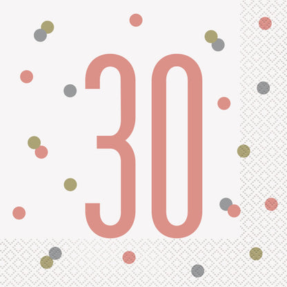 30th Birthday Rose Gold Napkins