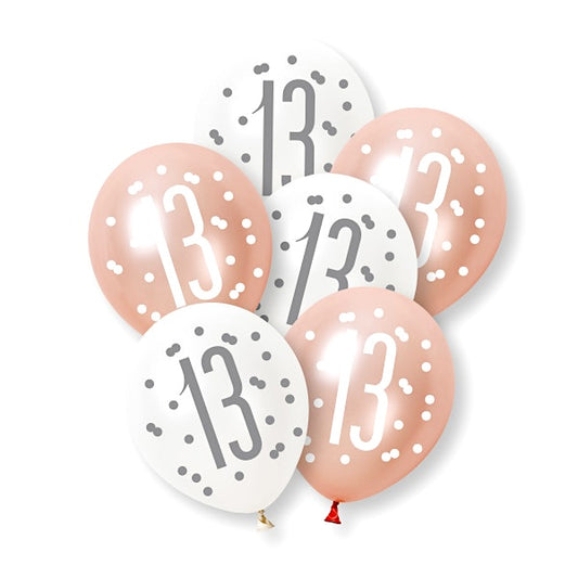 13th Birthday Rose Gold Mixed Balloons