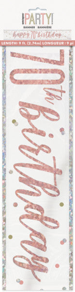 70th Birthday Rose Gold Sparkling Banner