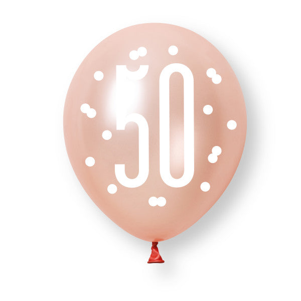 50th Birthday Rose Gold Mixed Balloons