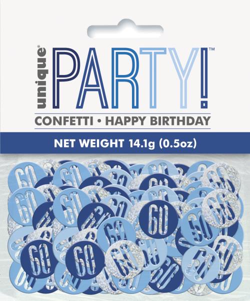 60th Birthday Blue Mixed Table Confetti