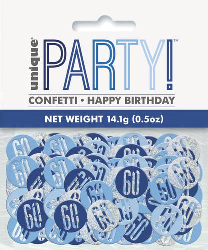 60th Birthday Blue Mixed Table Confetti