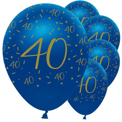 40th Birthday Navy & Gold Balloons