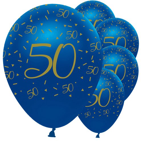 50th Birthday Navy & Gold Balloons