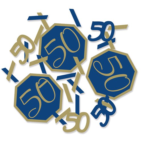 50th Birthday Navy & Gold Confetti