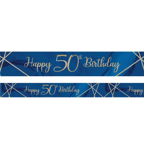 50th Birthday Navy & Gold Banner