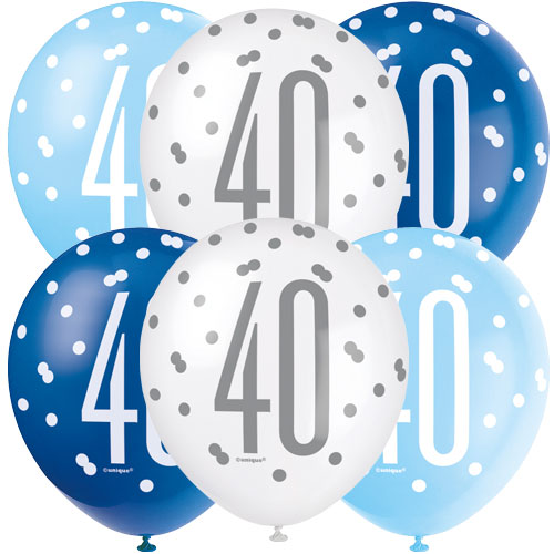 40th Birthday Blue Mixed Balloons