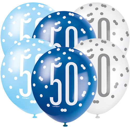 50th Birthday Blue Mixed Balloons