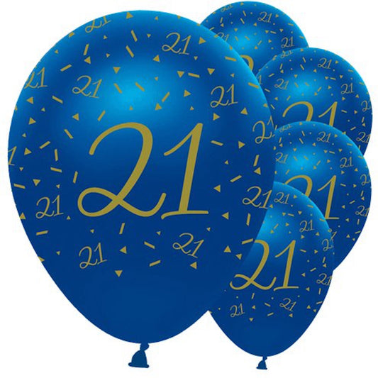 21st Birthday Navy & Gold Balloons