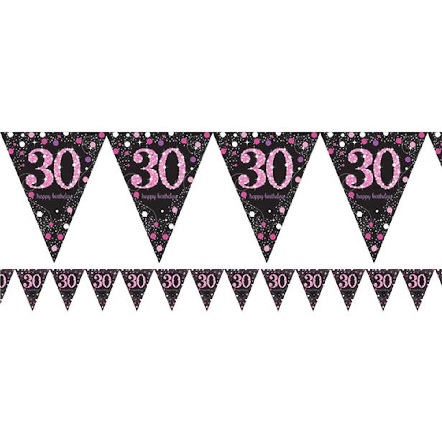 30th Birthday Pink Prismatic Foil Bunting