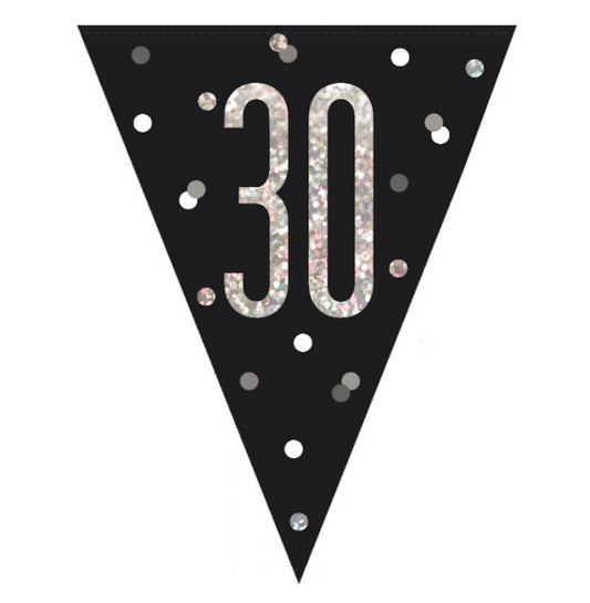 30th Birthday Black Bunting