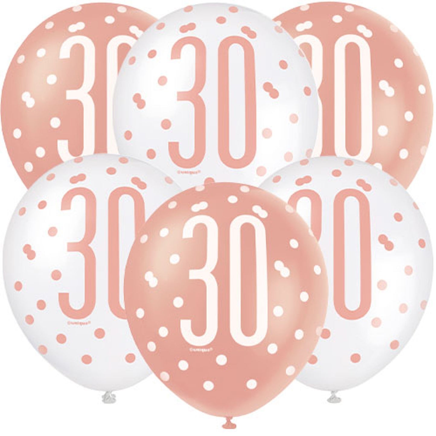 30th Birthday Rose Gold Mixed Balloons