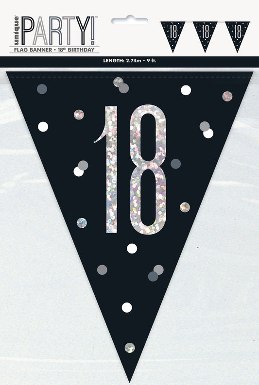 18th Birthday Black Bunting