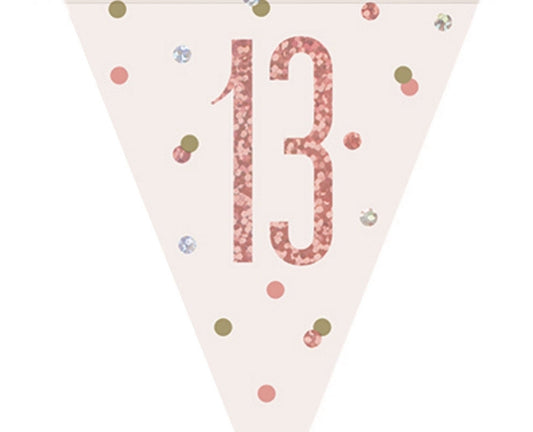 13th Birthday Rose Gold Bunting