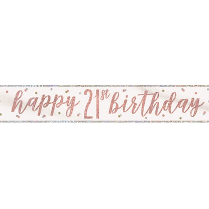 21st Birthday Rose Gold Sparkling Banner