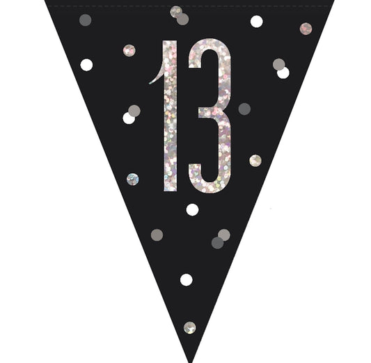 13th Birthday Black Bunting