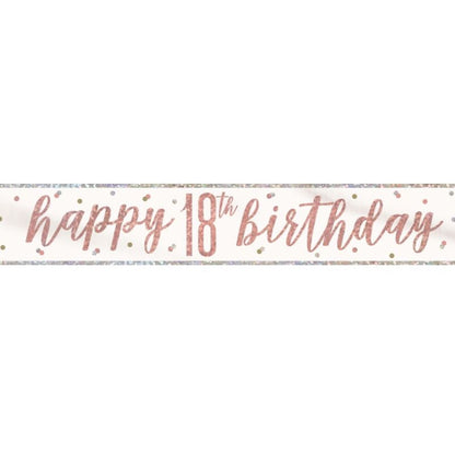 18th Birthday Rose Gold Sparkling Banner