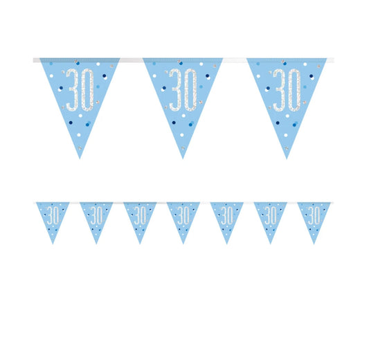 30th Birthday Blue Bunting