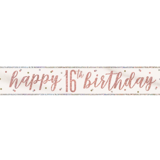 16th Birthday Rose Gold Banner